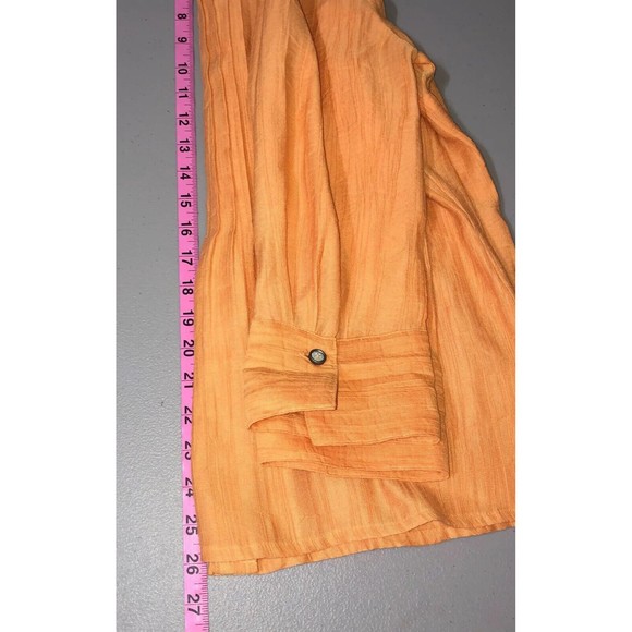 Coldwater Creek Blouse Women's Size PM Orange Bracelet Sleeves Button Down - Picture 12 of 12